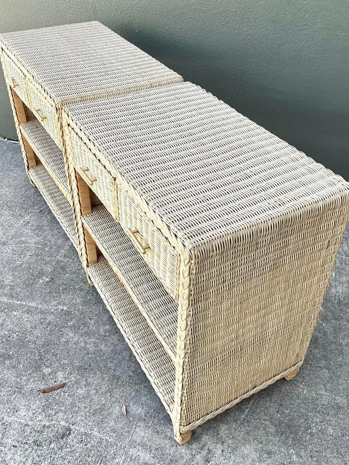 Vintage Braided Rattan Side Tables - A Pair — additional photo 6