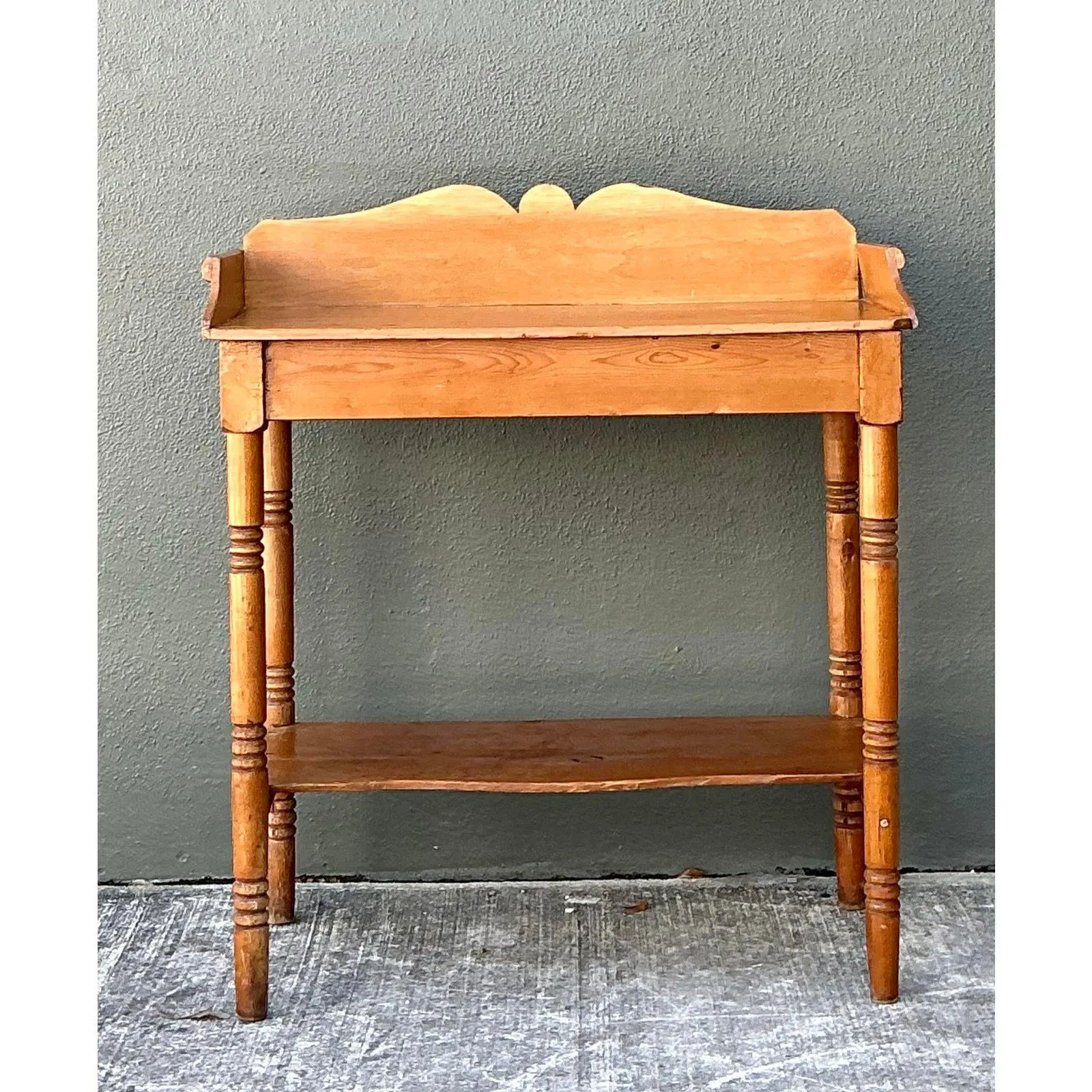 Vintage Turned Wood Pine Sideboard — additional photo 1