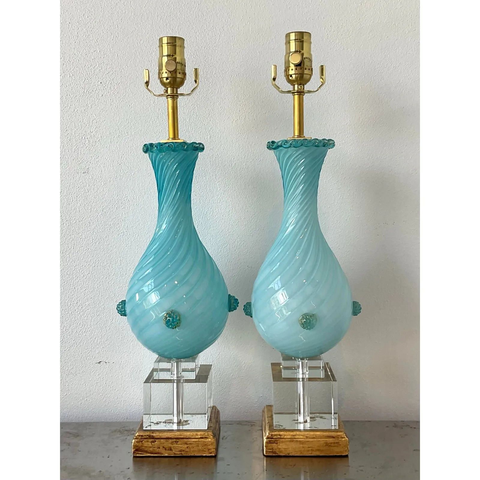 Vintage Italian Murano Glass Lamps - A Pair — additional photo 1