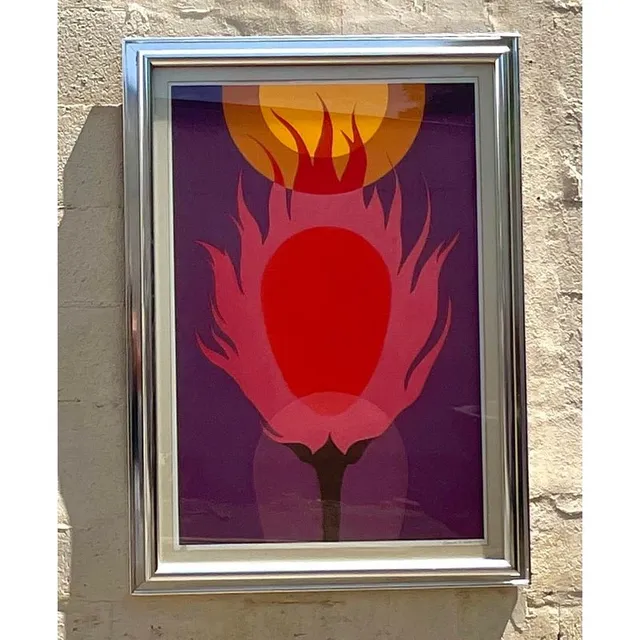 Vintage Boho 1977 Lithograph on Paper — additional photo 2