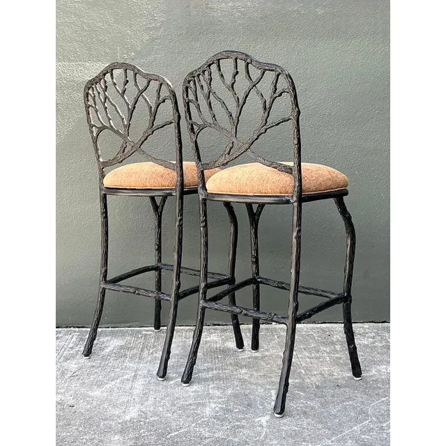 Vintage Veneman Cast Aluminum Branch Barstools. - A Pair — additional photo 2