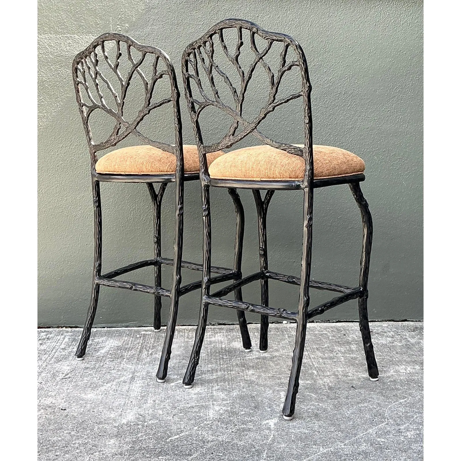 Vintage Veneman Cast Aluminum Branch Barstools. - A Pair — additional photo 3