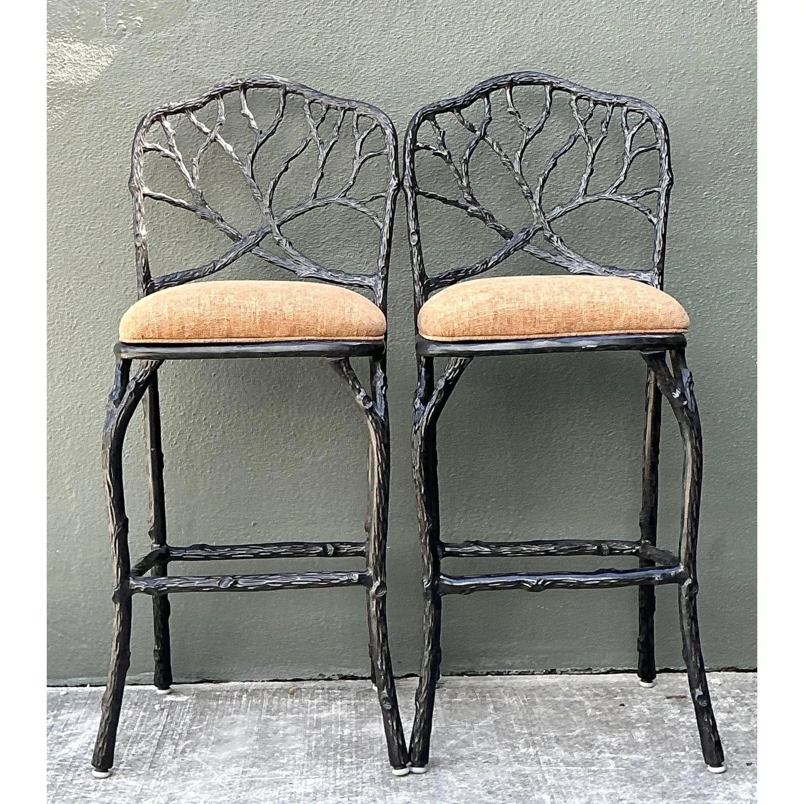 Vintage Veneman Cast Aluminum Branch Barstools. - A Pair — additional photo 4