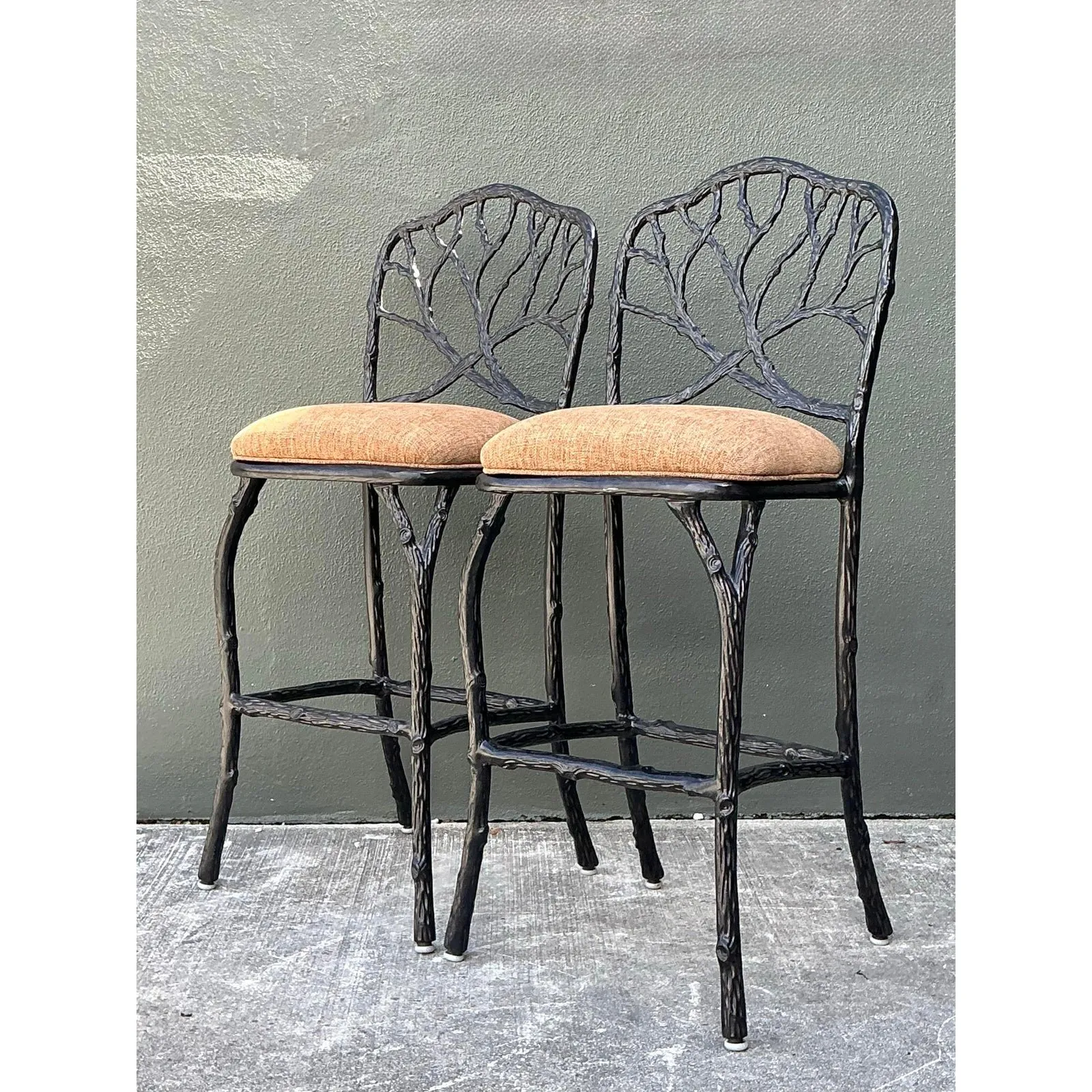 Vintage Veneman Cast Aluminum Branch Barstools. - A Pair — additional photo 6