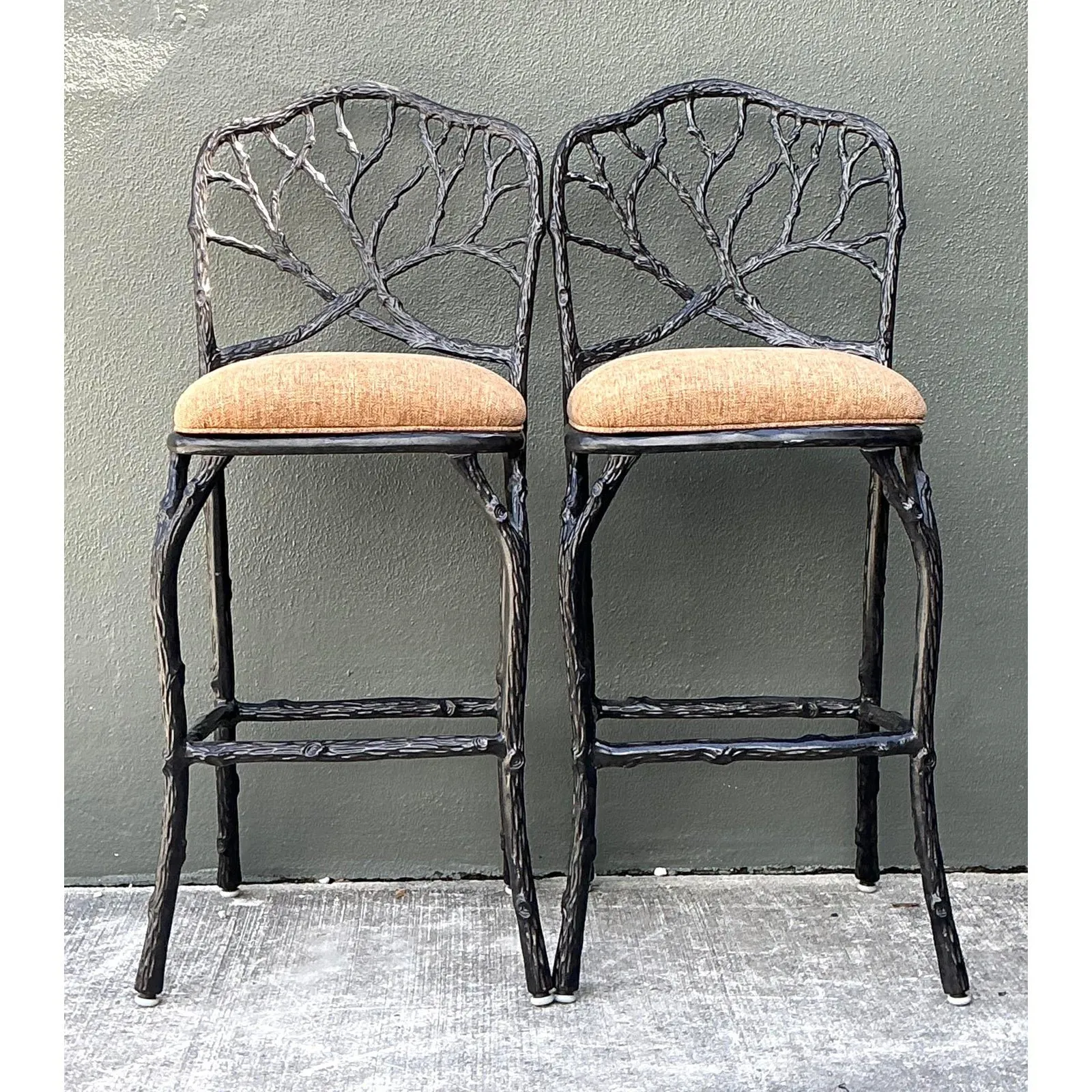 Vintage Veneman Cast Aluminum Branch Barstools. - A Pair — additional photo 1