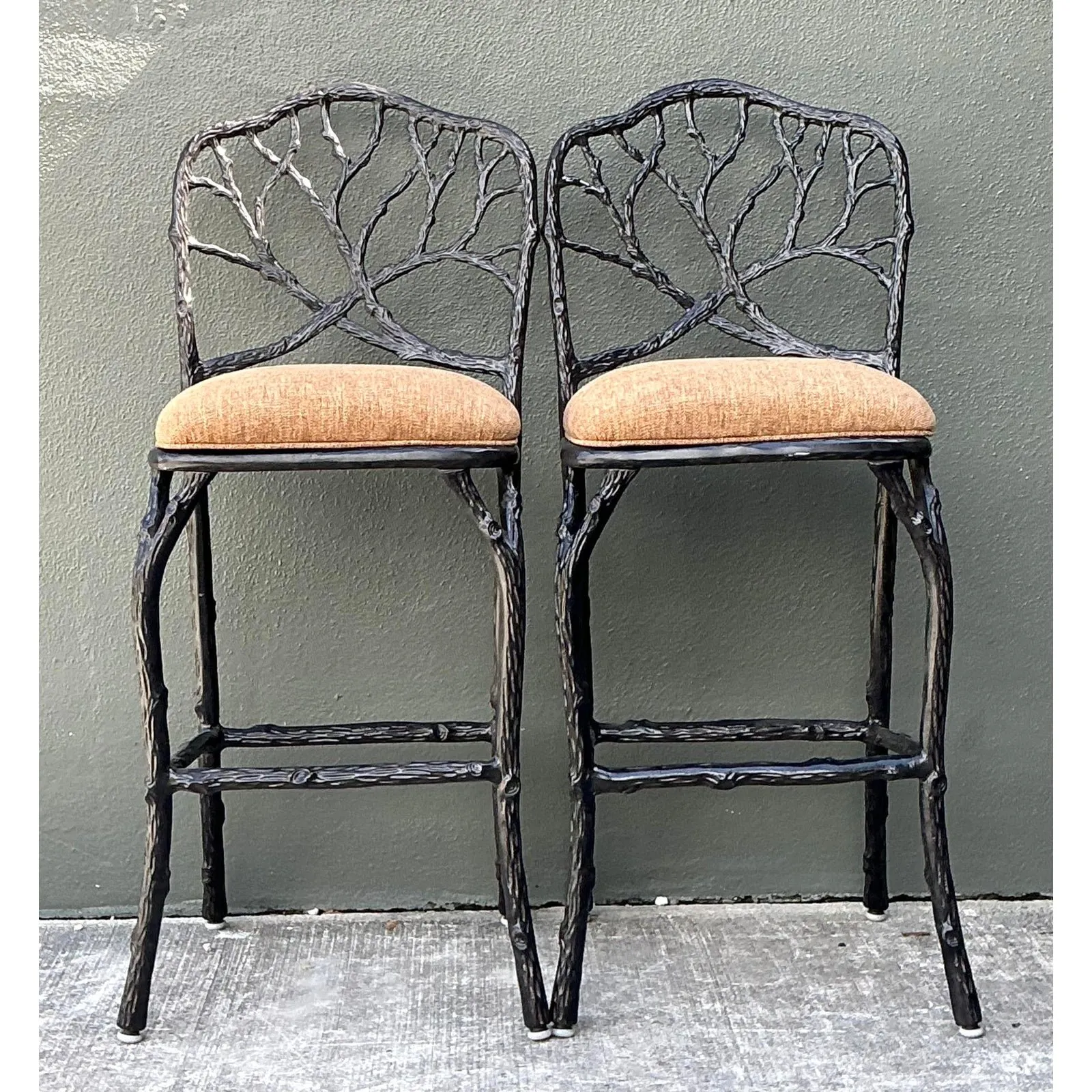 Vintage Veneman Cast Aluminum Branch Barstools. - A Pair — additional photo 8