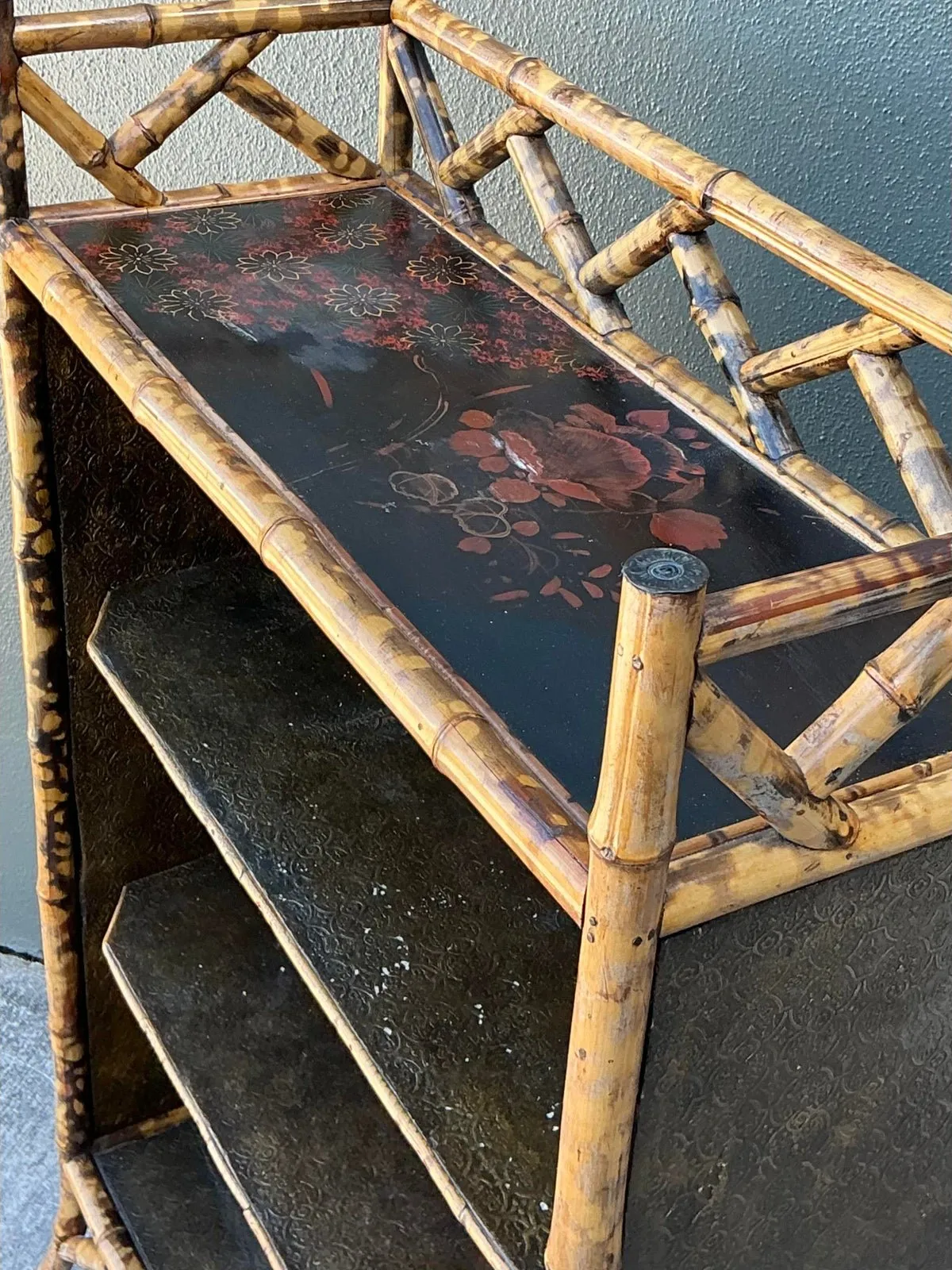 Vintage Tortoise Bamboo Etagere — additional photo 6