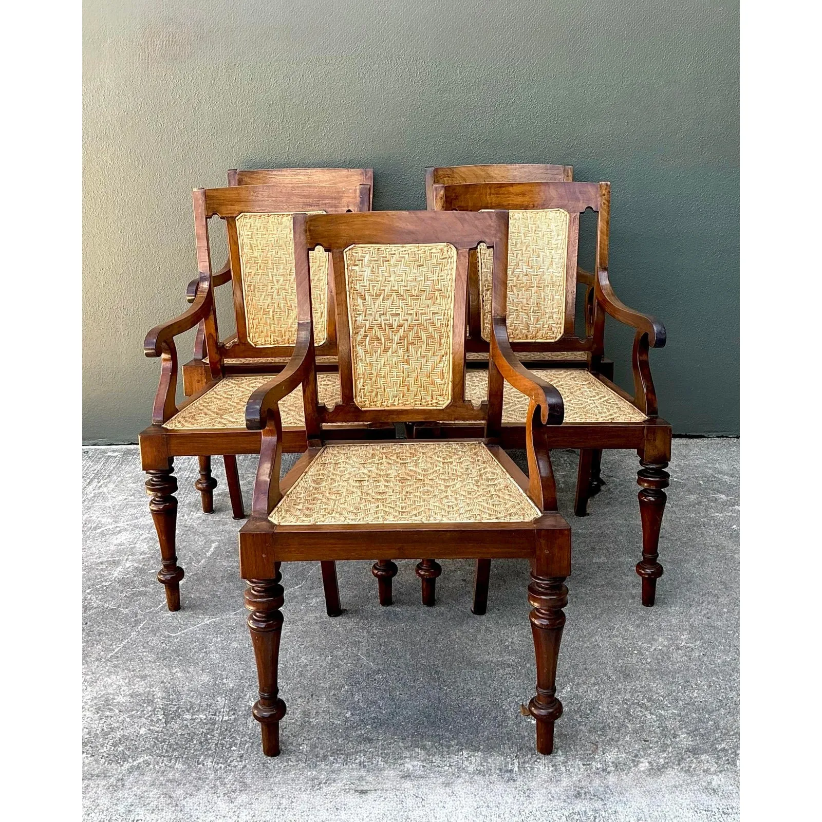 Vintage Anglo Indian Cane Dining Chairs - Set of 5 — additional photo 3