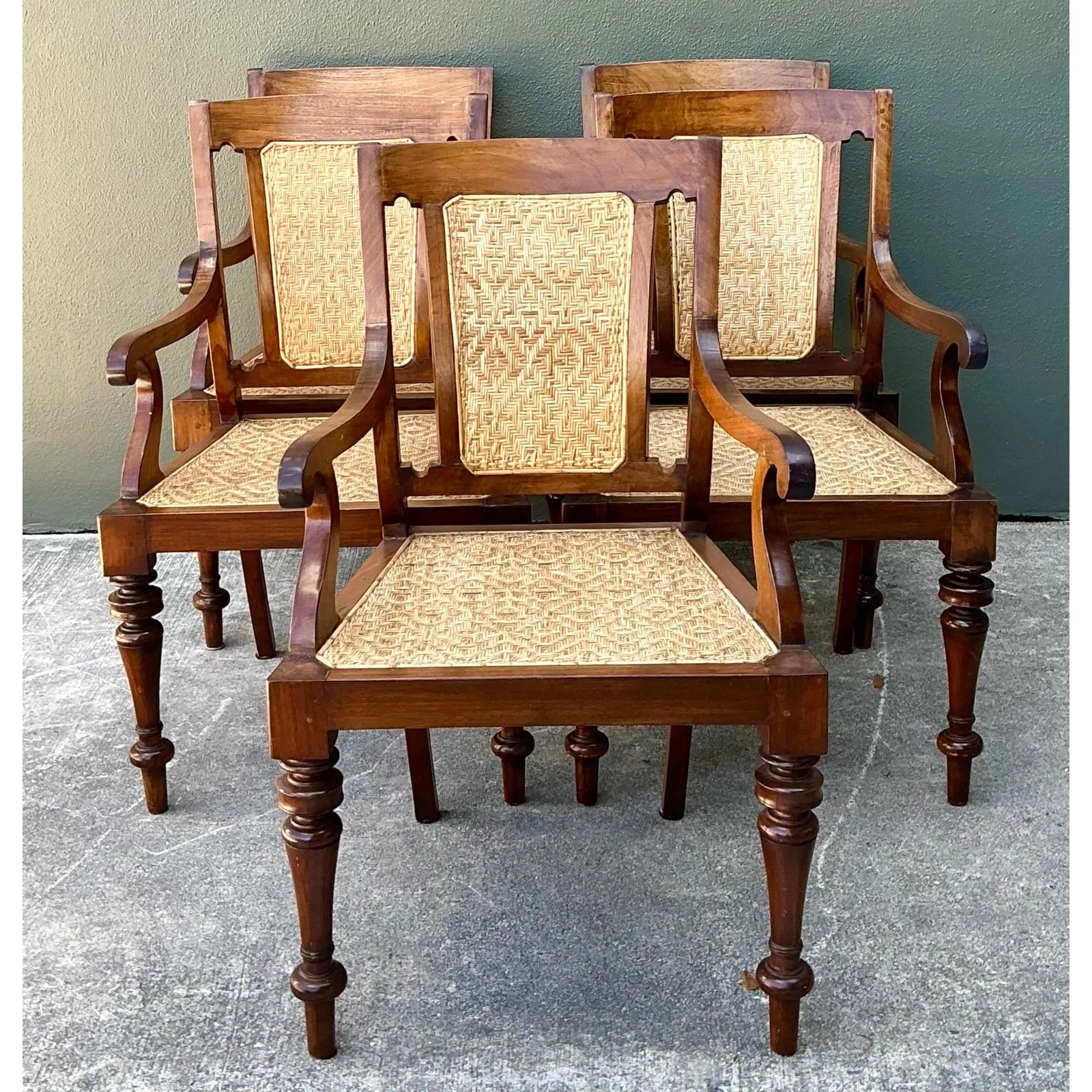 Vintage Anglo Indian Cane Dining Chairs - Set of 5 — additional photo 1