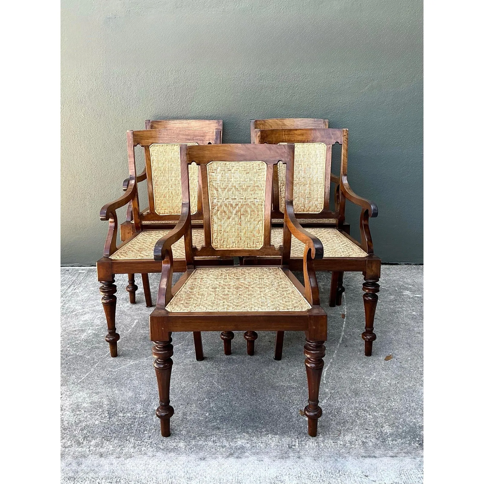 Vintage Anglo Indian Cane Dining Chairs - Set of 5 — additional photo 4