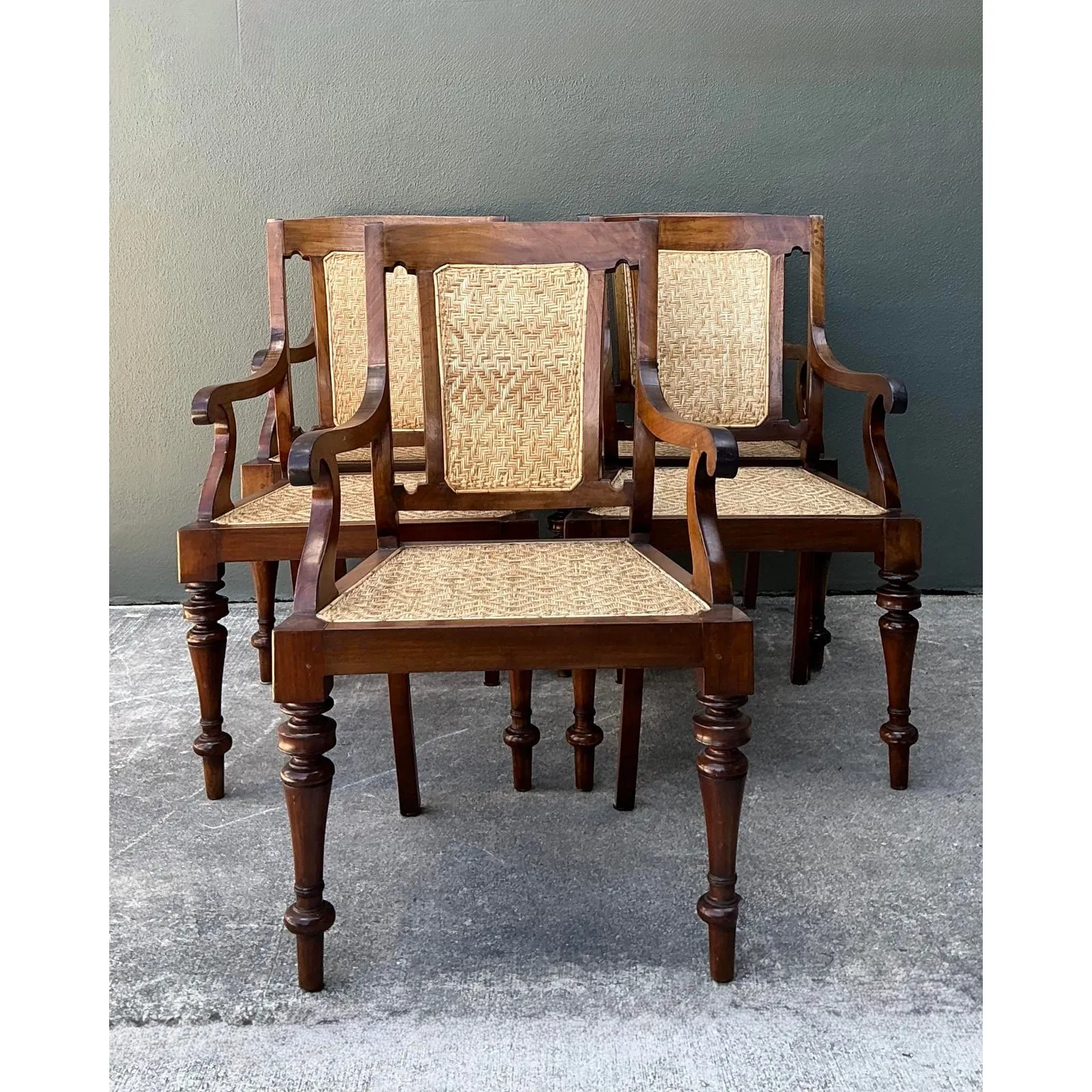 Vintage Anglo Indian Cane Dining Chairs - Set of 5 — additional photo 5