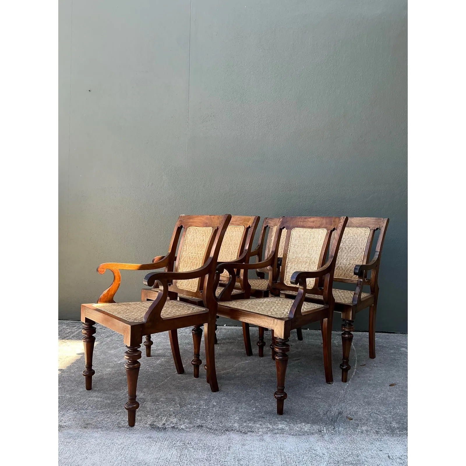 Vintage Anglo Indian Cane Dining Chairs - Set of 5 — additional photo 6