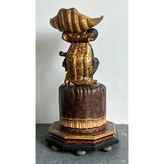 Vintage Boho Maitland Smith Blackamoor Figure With Clam Shell — additional photo 7