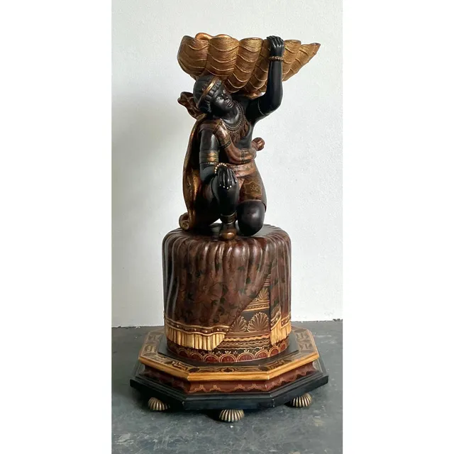 Vintage Boho Maitland Smith Blackamoor Figure With Clam Shell — additional photo 3