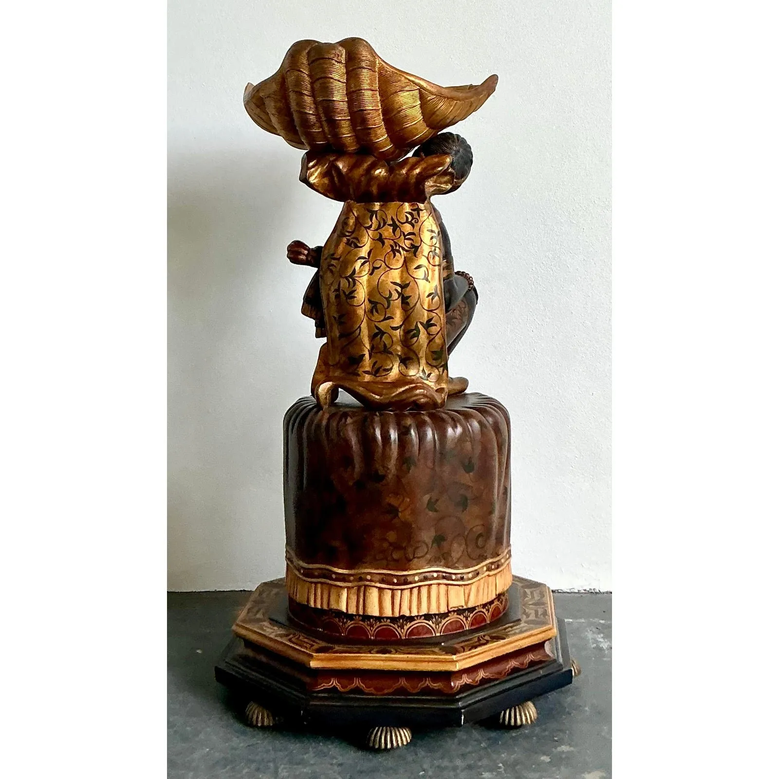Vintage Boho Maitland Smith Blackamoor Figure With Clam Shell — additional photo 4