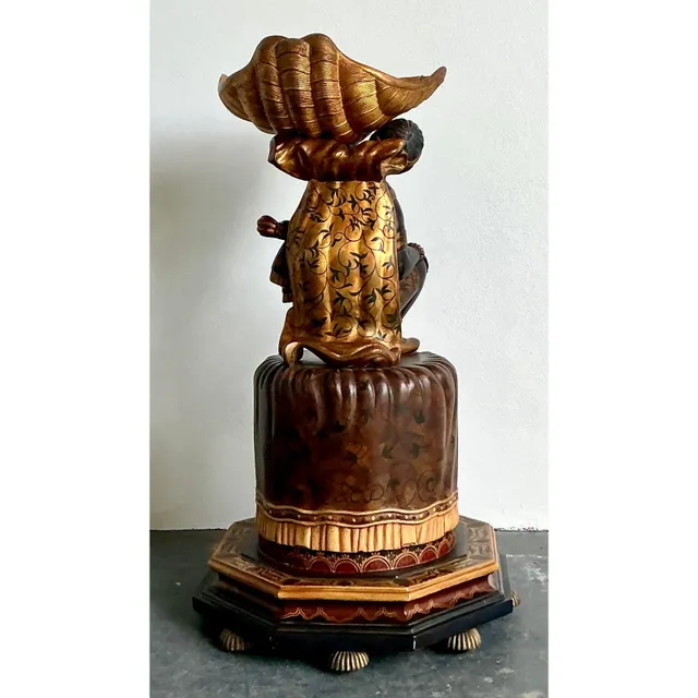 Vintage Boho Maitland Smith Blackamoor Figure With Clam Shell — additional photo 4