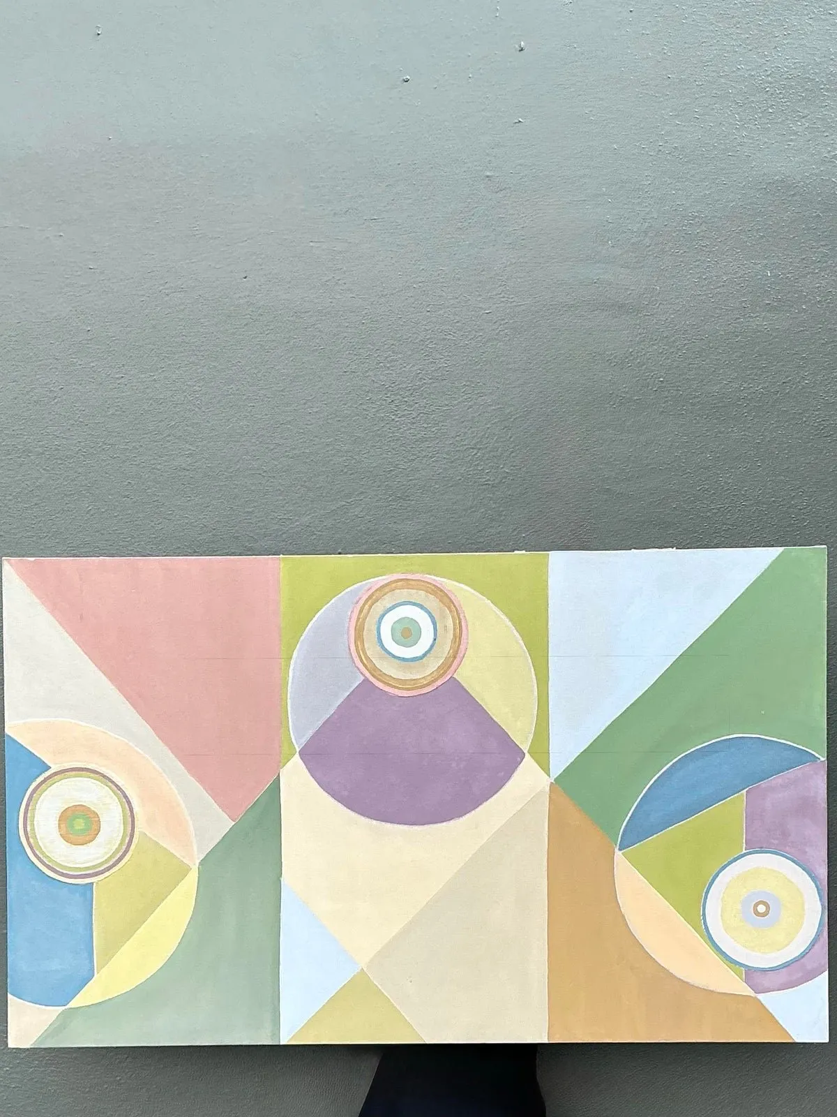 Vintage Original Abstract Geometric Oil on Canvas — additional photo 2