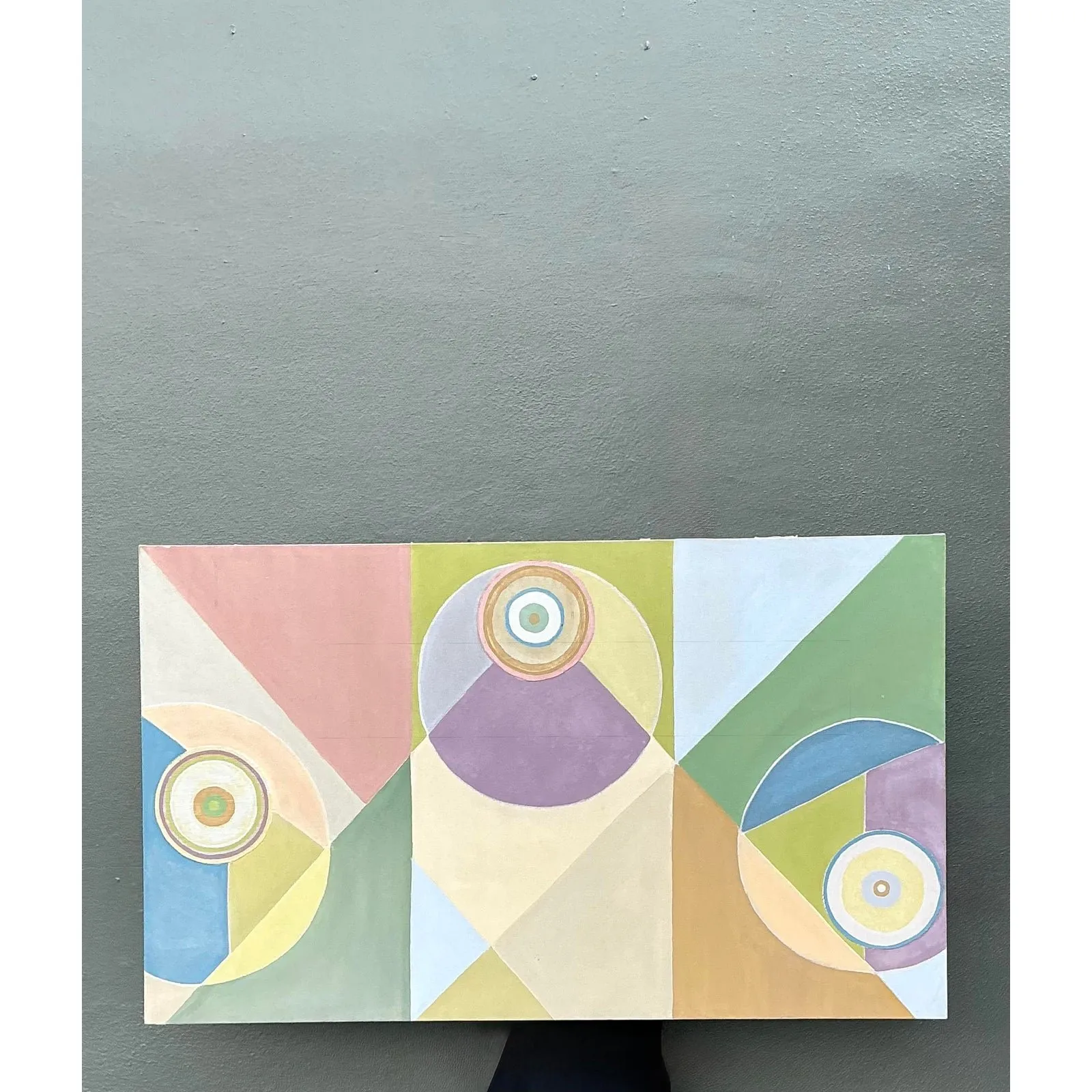 Vintage Original Abstract Geometric Oil on Canvas — additional photo 4