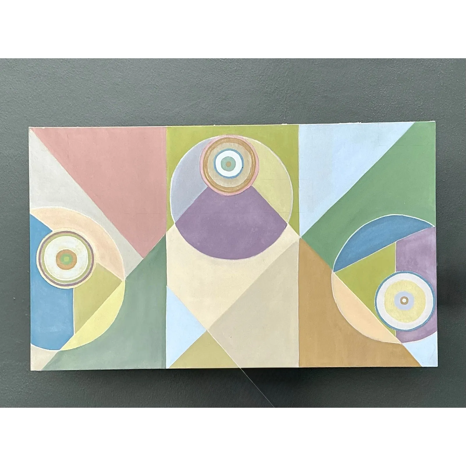 Vintage Original Abstract Geometric Oil on Canvas — additional photo 1