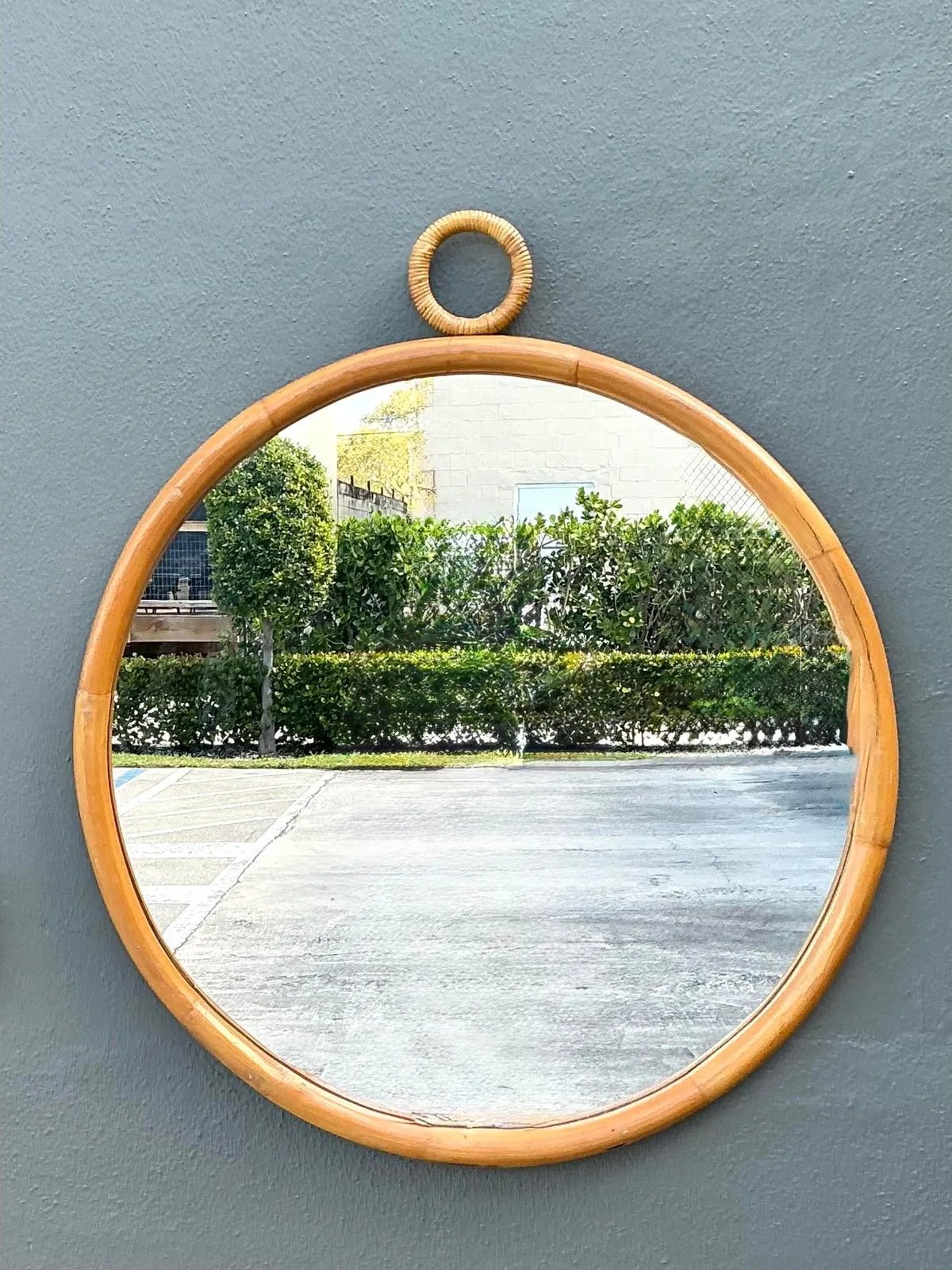 Vintage Bent Rattan Loop Mirror — additional photo 2