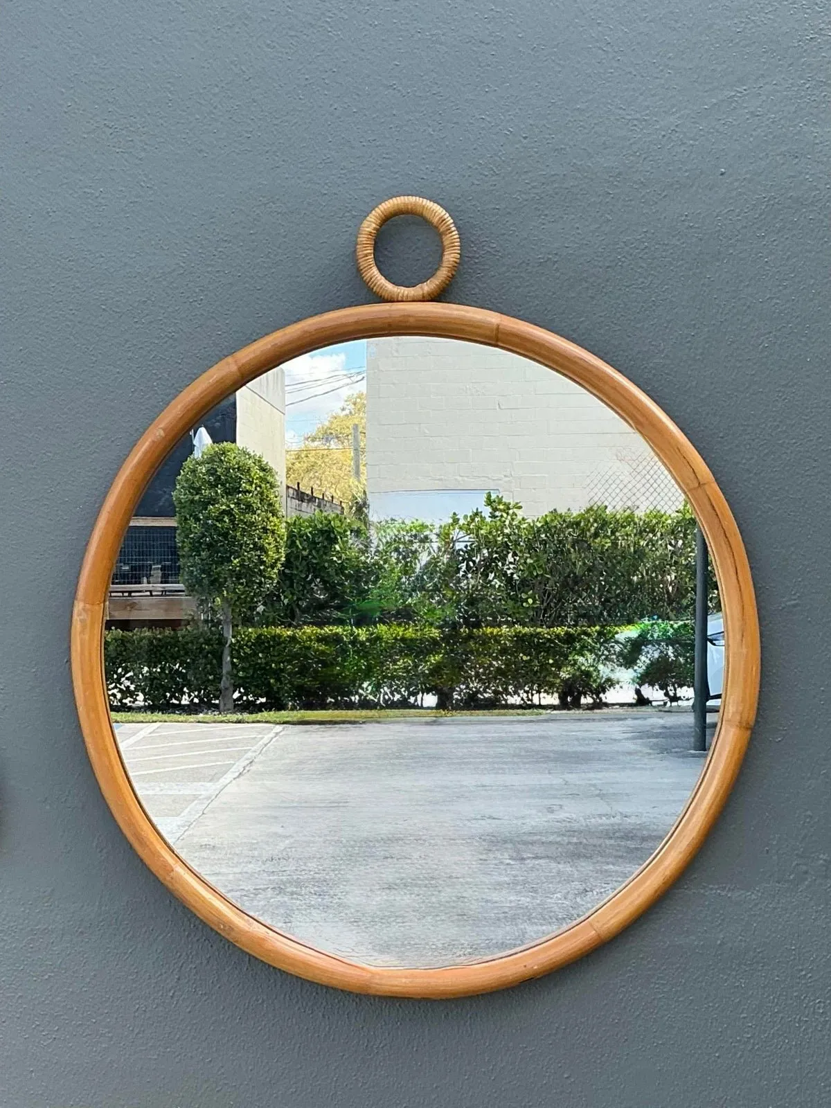 Vintage Bent Rattan Loop Mirror — additional photo 3