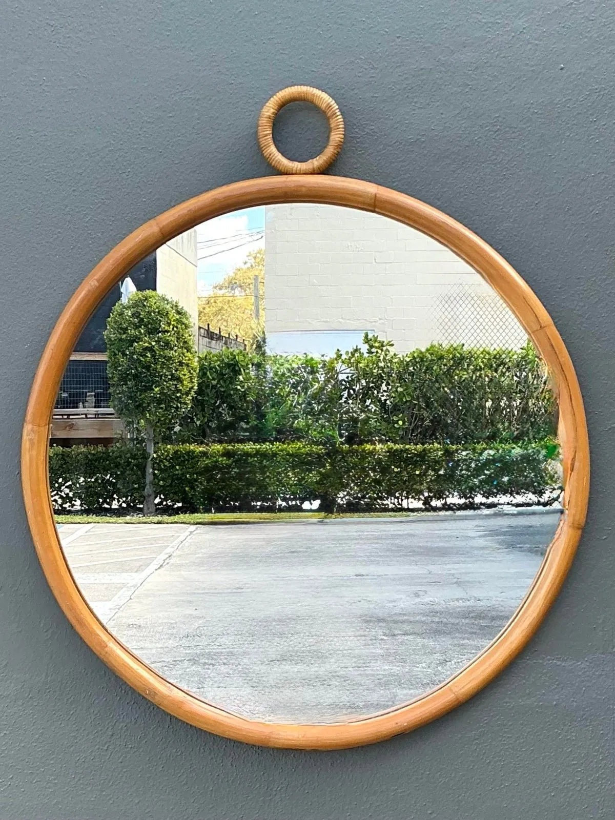 Vintage Bent Rattan Loop Mirror — additional photo 5