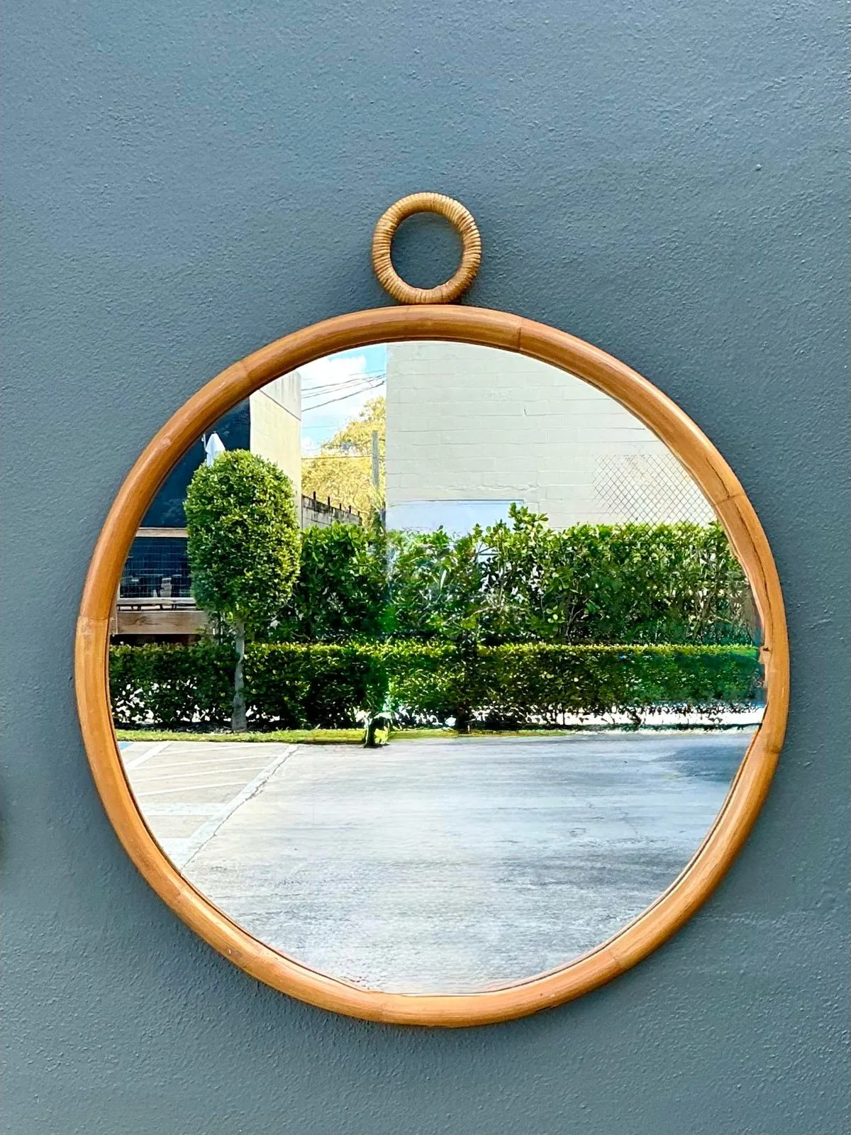 Vintage Bent Rattan Loop Mirror — additional photo 6