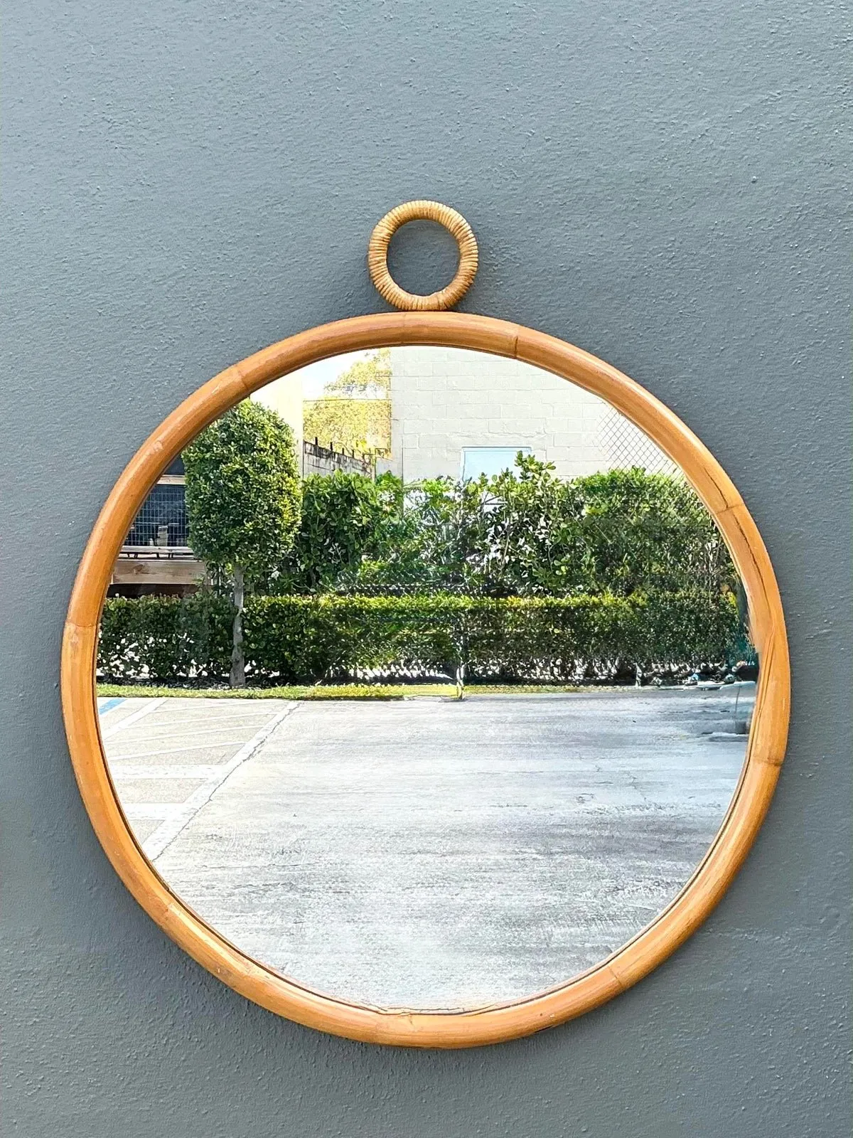 Vintage Bent Rattan Loop Mirror — additional photo 7