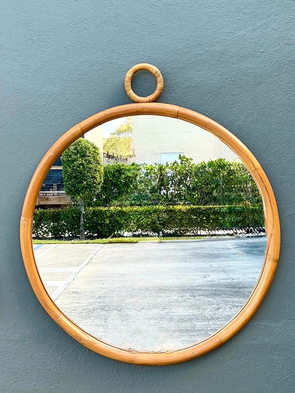 Vintage Bent Rattan Loop Mirror — additional photo 8
