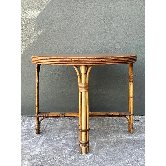 Vintage Bent Rattan Dining Table - Bamboo, 36.25W x 28H — additional photo 2