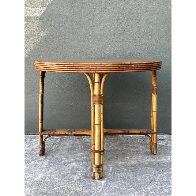 Vintage Bent Rattan Dining Table - Bamboo, 36.25W x 28H — additional photo 3