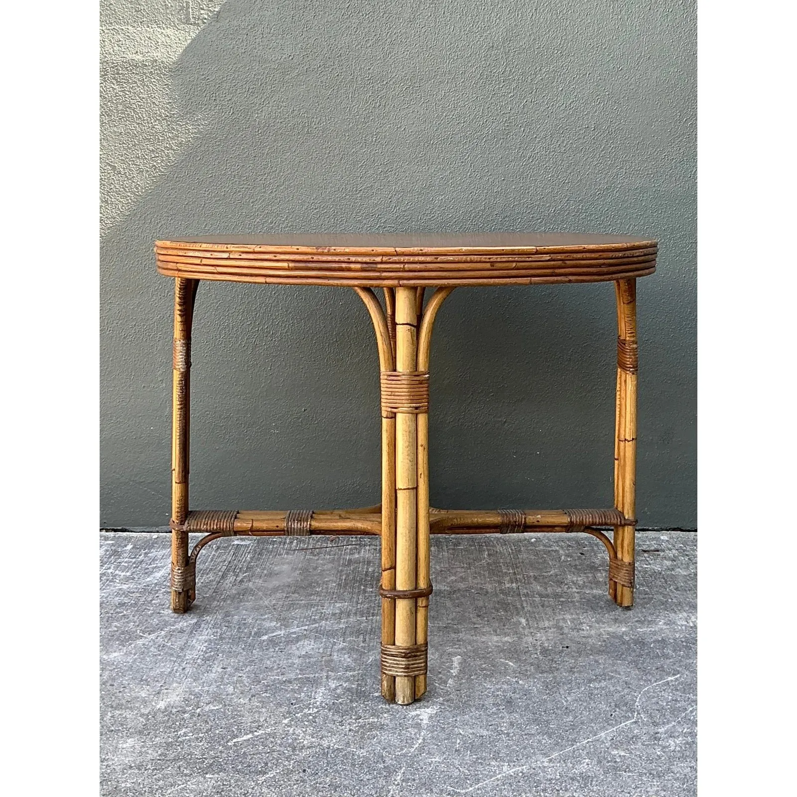 Vintage Bent Rattan Dining Table - Bamboo, 36.25W x 28H — additional photo 8