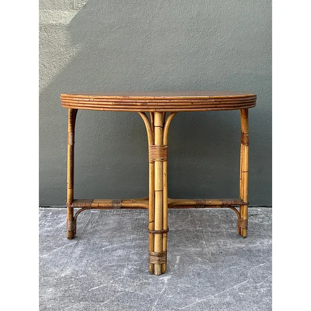 Vintage Bent Rattan Dining Table - Bamboo, 36.25W x 28H — additional photo 8