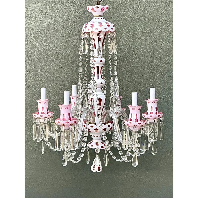 Vintage Check Cut Crystal Swag Chandelier — additional photo 1