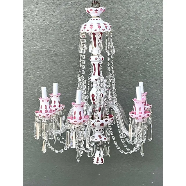 Vintage Check Cut Crystal Swag Chandelier — additional photo 3