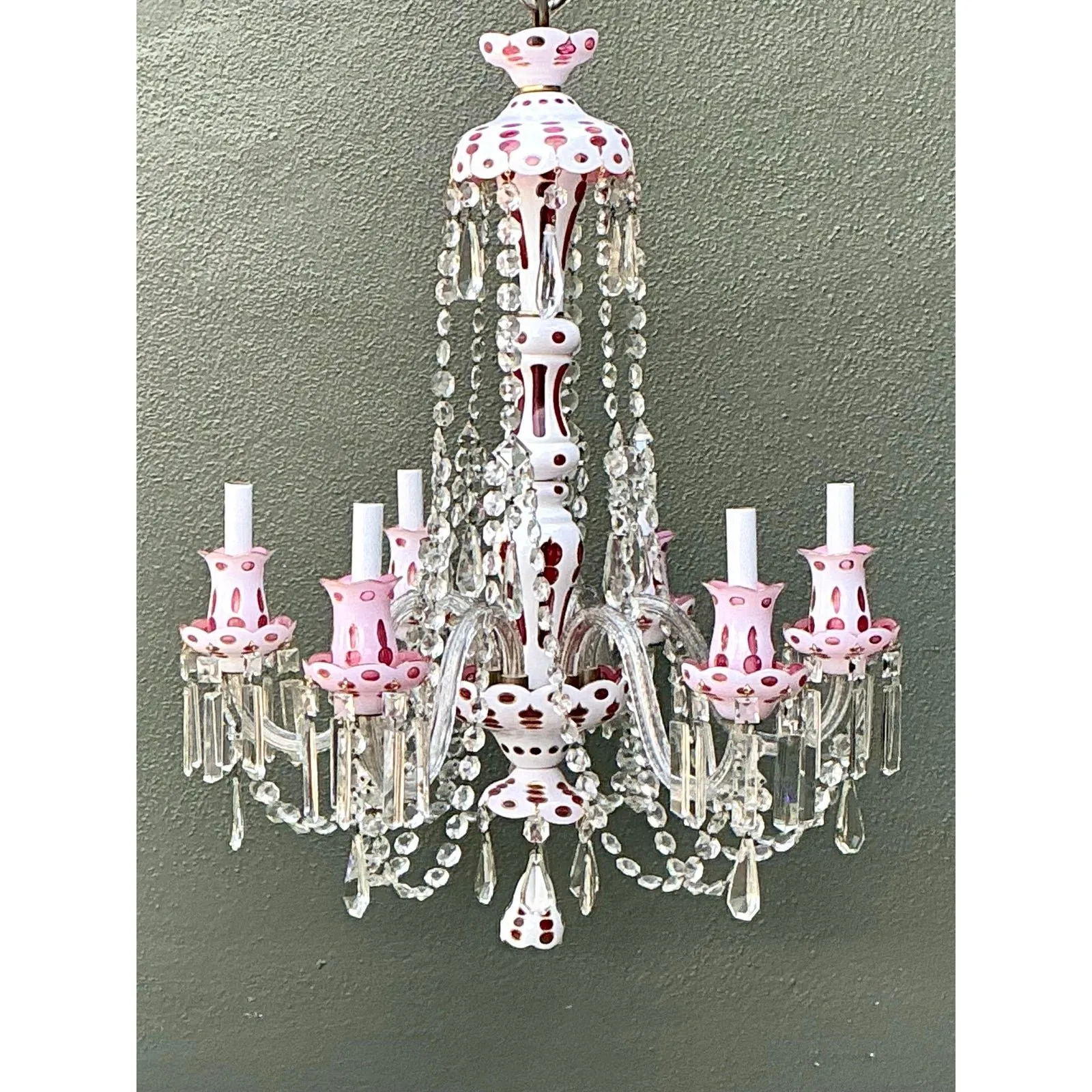 Vintage Check Cut Crystal Swag Chandelier — additional photo 4