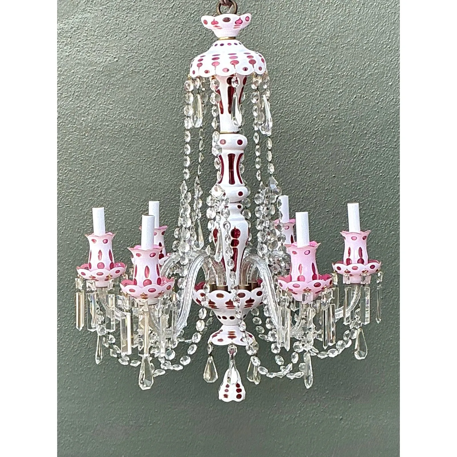 Vintage Check Cut Crystal Swag Chandelier — additional photo 5