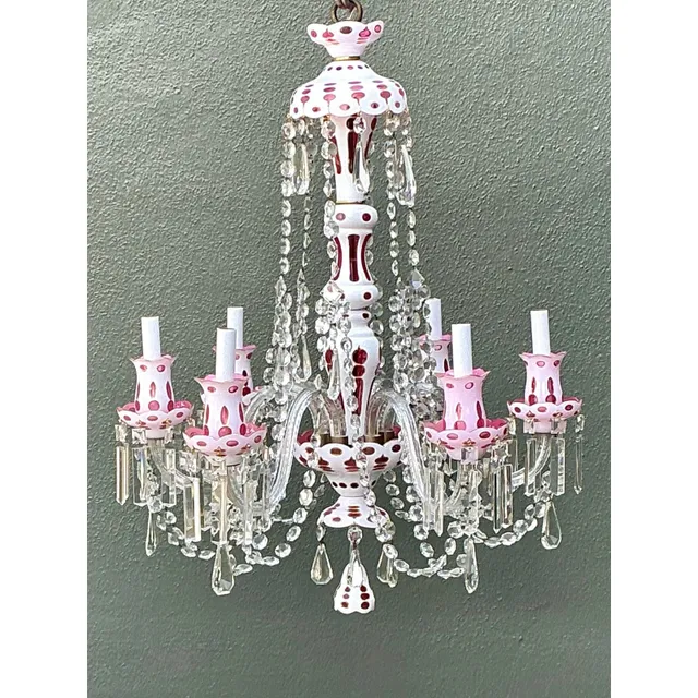Vintage Check Cut Crystal Swag Chandelier — additional photo 5