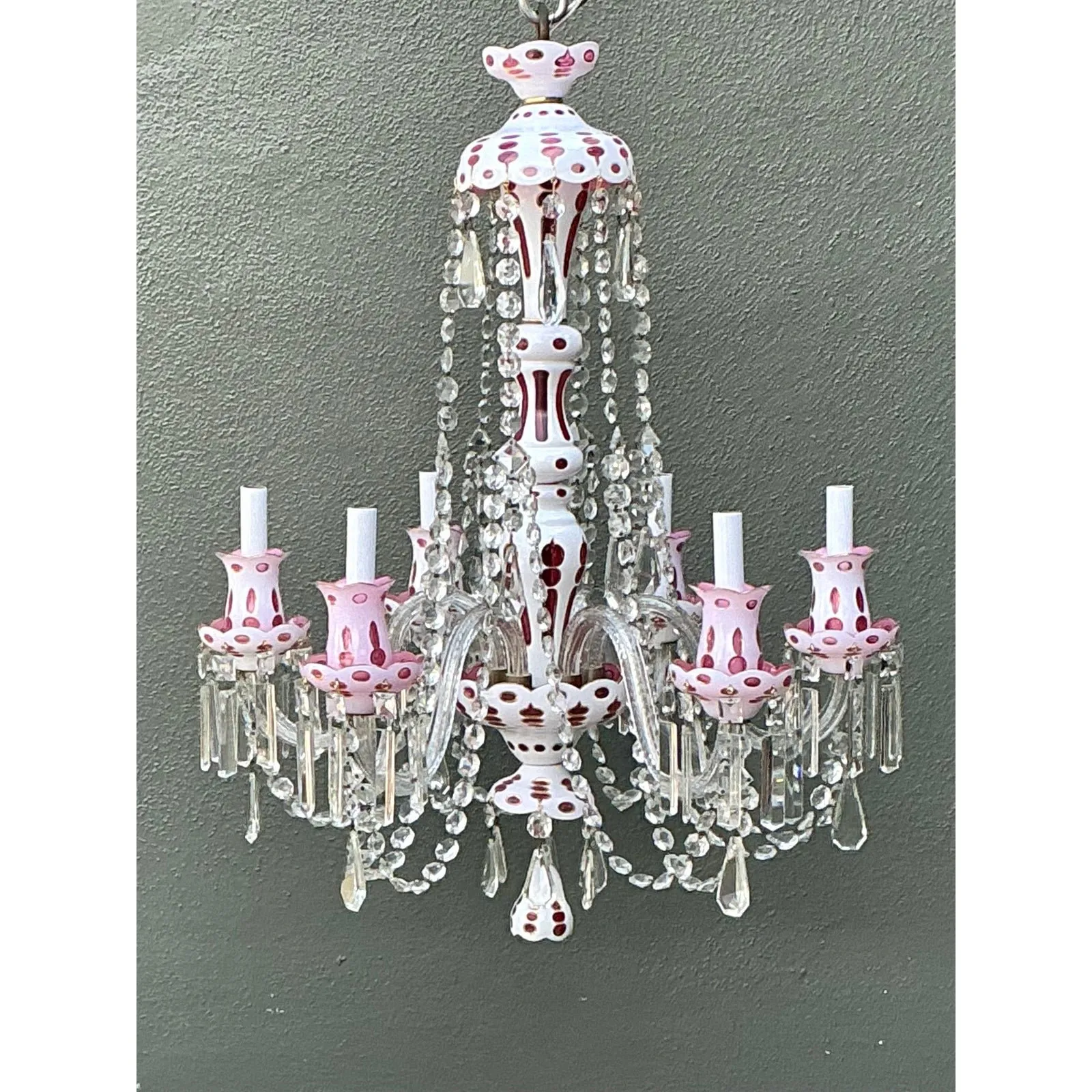 Vintage Check Cut Crystal Swag Chandelier — additional photo 6