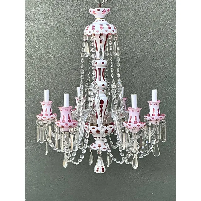 Vintage Check Cut Crystal Swag Chandelier — additional photo 6