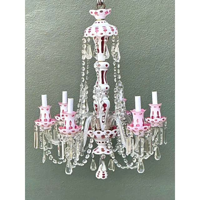 Vintage Check Cut Crystal Swag Chandelier — additional photo 7