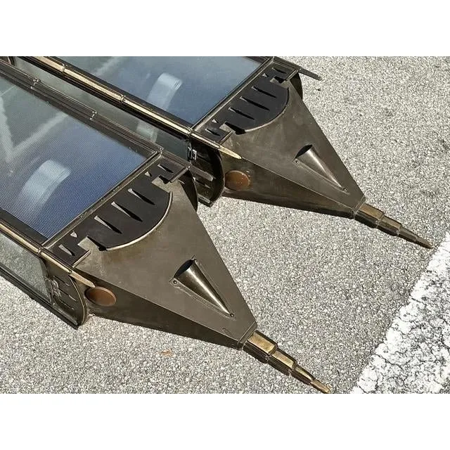 Vintage Monumental Patinated Copper Wall Sconce - A Pair — additional photo 3