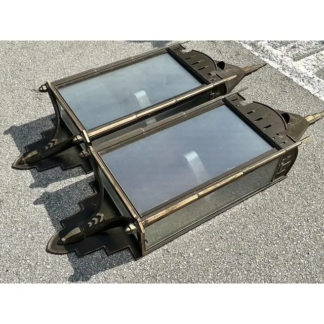 Vintage Monumental Patinated Copper Wall Sconce - A Pair — additional photo 8