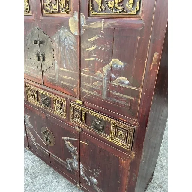 Vintage Asian 18th Century Hand Painted Cabinet — additional photo 8