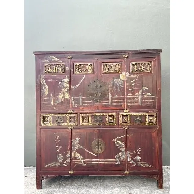 Vintage Asian 18th Century Hand Painted Cabinet — additional photo 3