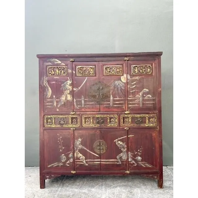 Vintage Asian 18th Century Hand Painted Cabinet — additional photo 2