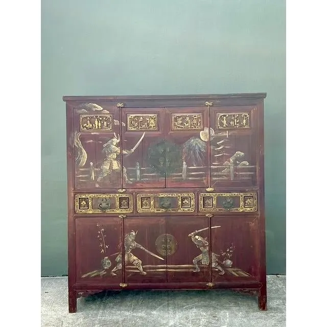 Vintage Asian 18th Century Hand Painted Cabinet — additional photo 4