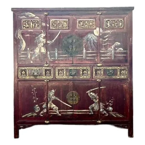 Vintage Asian 18th Century Hand Painted Cabinet — additional photo 1