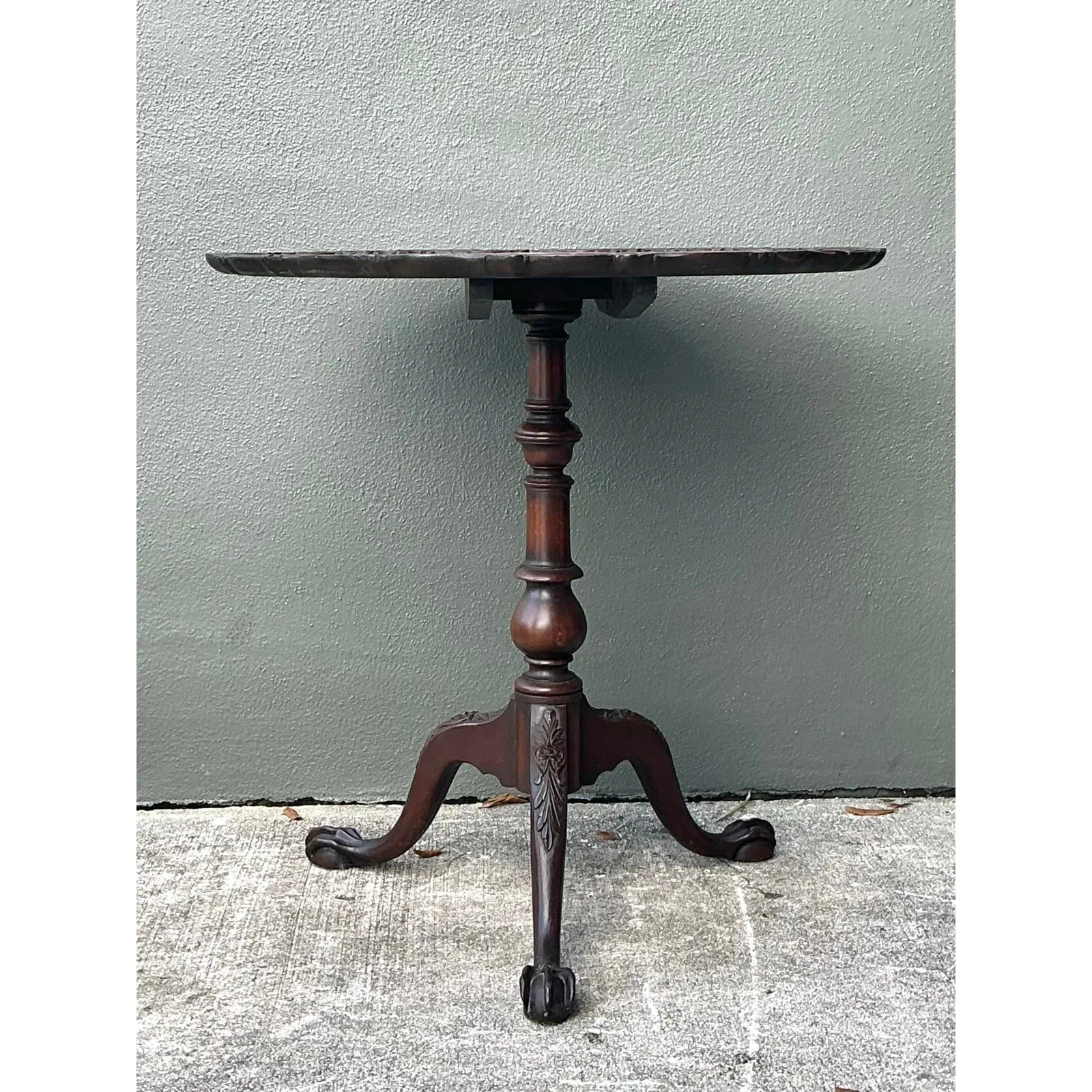 Vintage Hand Painted Pie Crust Side Table — additional photo 3