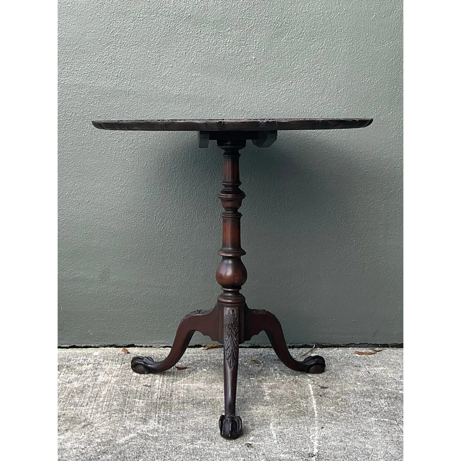 Vintage Hand Painted Pie Crust Side Table — additional photo 5